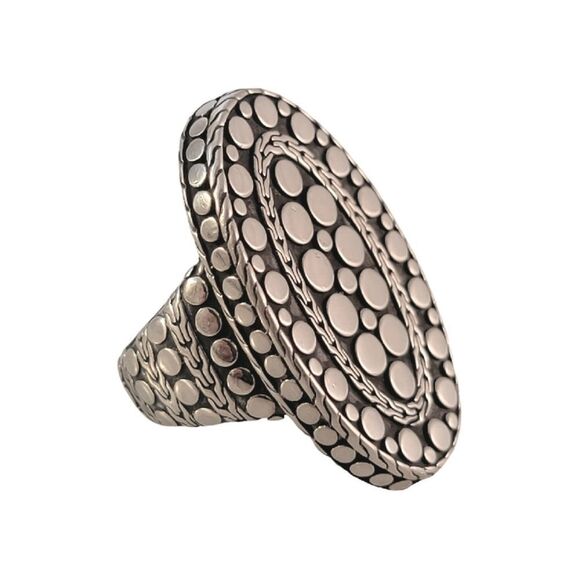 John Hardy Large Sterling Dot Oval Ring - Sz. 6.5 - Picture 2 of 11